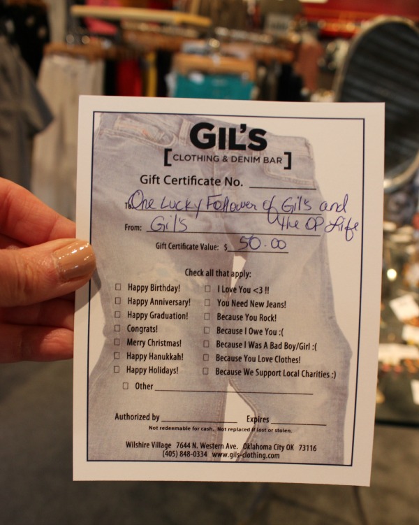 $50 gift card from Gils