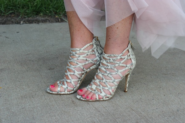 Elie Tahari Cage Sandals w Toule Skirt The OP Life