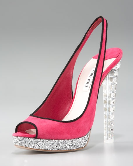 MiuMiu Hot Pink Crystal Heels