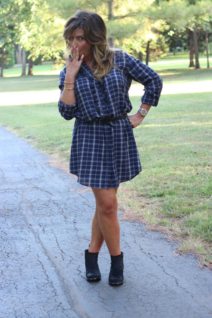 Joie Navy Shirtdress with Booties Elizabeth and James pony hair 4