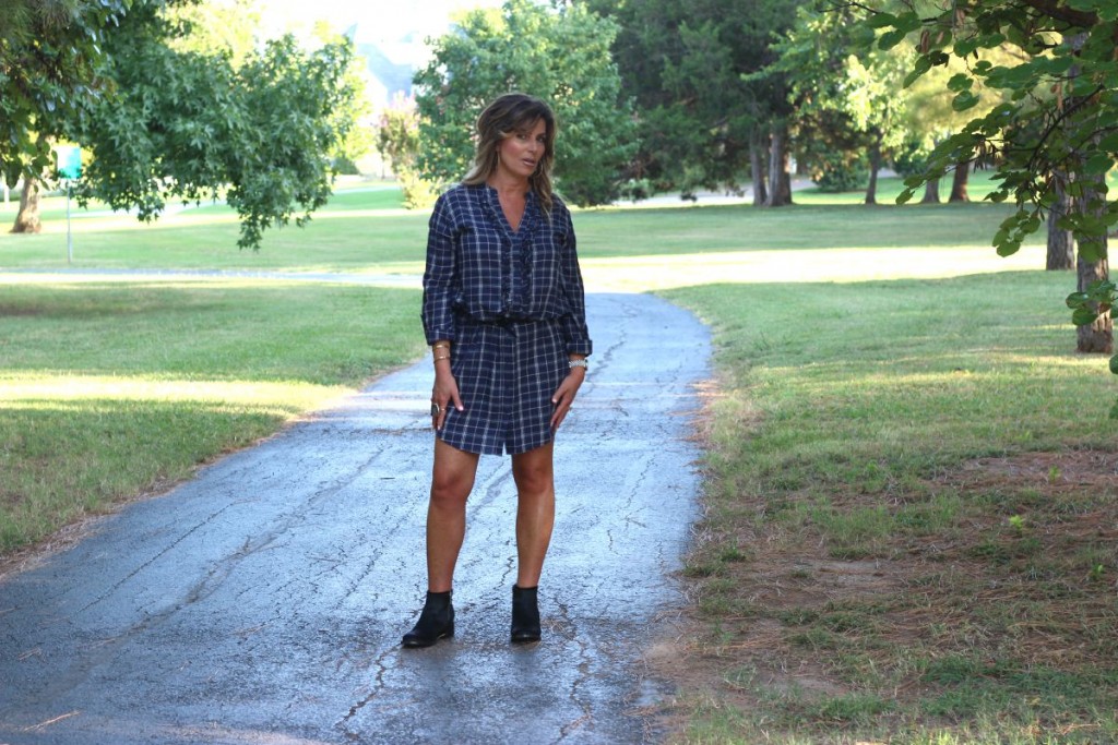Joie Navy Shirtdress with Booties Elizabeth and James ponyhair